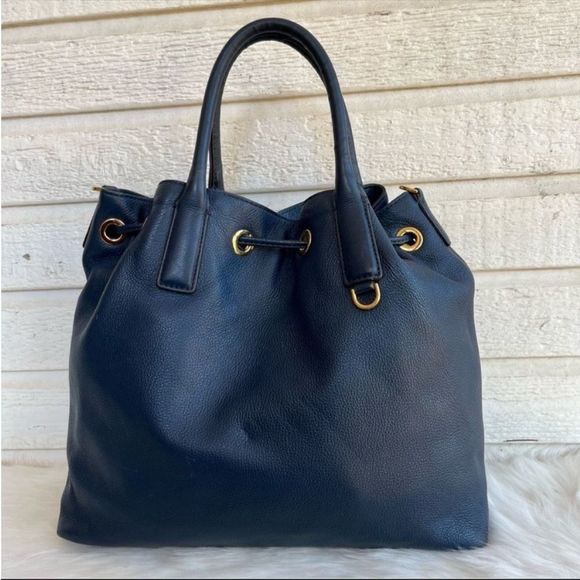 Michael Kors Handbags - MICHAEL KORS BLUE leather Drawstring Bedford Fulton Hobo Shoulder Bag Tote